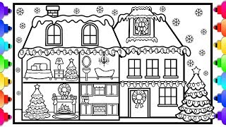 How To Draw A House With Christmas Decorations - Draw Easy