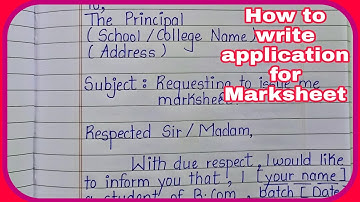 write application to college principal for marksheet | application for marksheet | formal letter