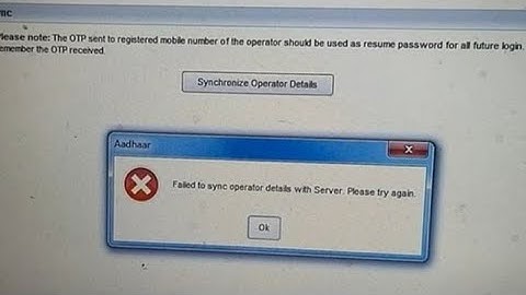 Aadhar UCL Failed To sync Operator Details With Server New Proxy FIle 12/11/2021