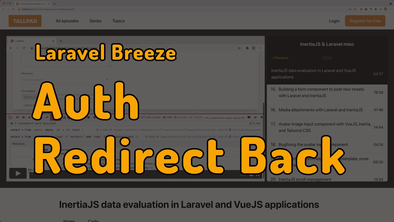 [Laravel Breeze] Redirect Back After Login And Registration