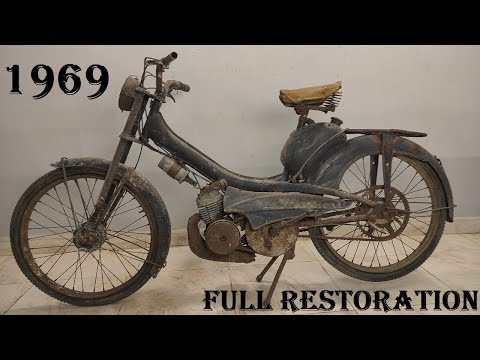 Видео: Полная реставрация старого мопеда (Mobylette Motobecane) 1969 года выпуска - 2-тактный