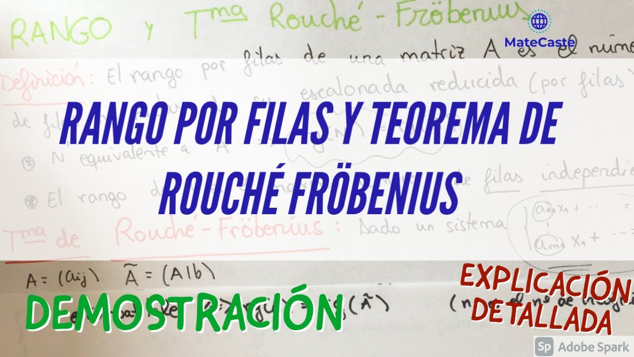 RANGO POR FILAS DE UNA MATRIZ | DEMOSTRACIÓN TEOREMA DE ROUCHÉ ...