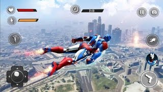 Flying Robot Caption Superhero Games City Survival ||Robot Bike Game 3 screenshot 4