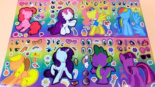 [ToyASMR] Satisfying with Sticker Book Dress Up MLP Twilight Sparkle,Fluttershy,Pinkie Pie,Rainbow