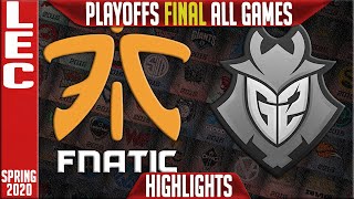 FNC vs G2 Highlights ALL GAMES | LEC Spring 2020 Playoffs GRAND FINAL | Fnatic vs G2 Esports