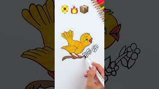 Coloring in a drawing of a bird!