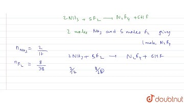 The mass of `N_(2)F_(4)` produced by the reaction of 2.0 g of `NH_(3)` and 8.0 g `F_(2)` is 3.56...