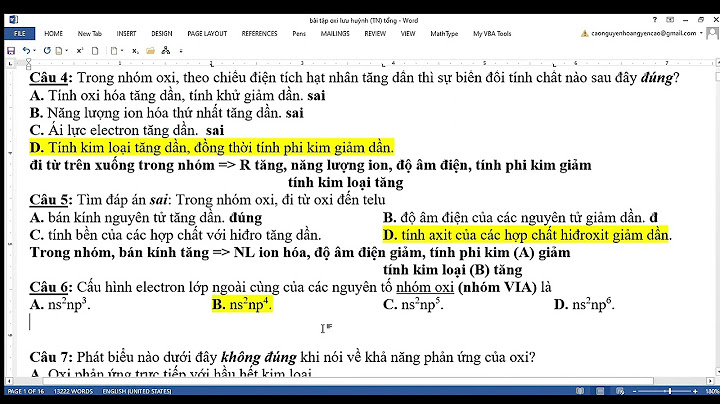 Bài tập trắc nghiệm hóa 10 chương oxi lưu huỳnh năm 2024