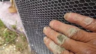 How to install mortar parge veneer over wire mesh on exterior block foundation finishing