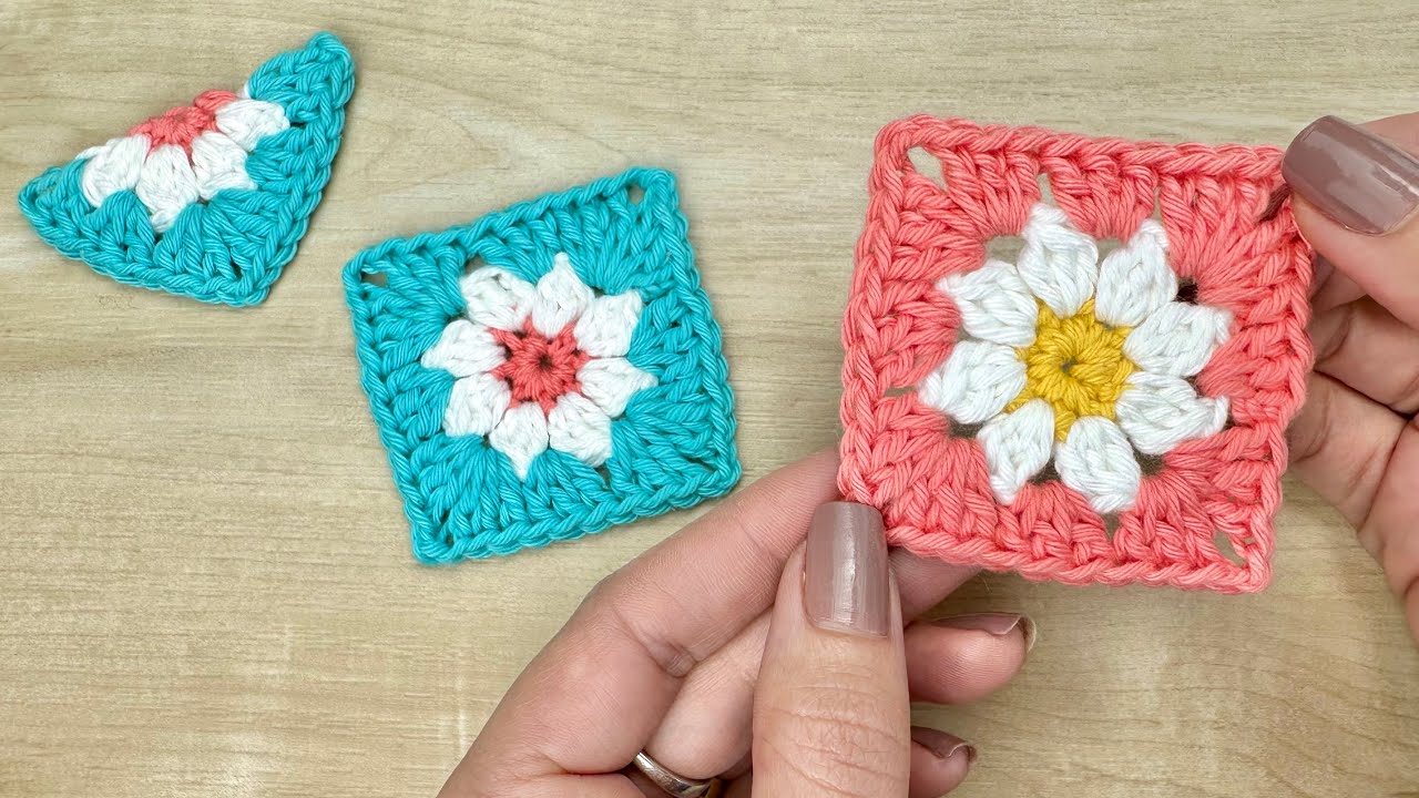 Square margaridinha / Quadradinho da vovó / Granny Square crochet Margarita
