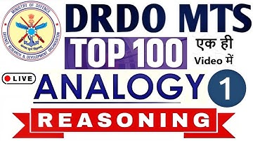 DRDO MTS Reasoning | Top 100 Analogy Questions | Previous Year Questions