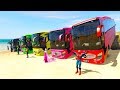 COLOR LARGE BUS on BEACH & SUPERHERO Learn colors for kids 3D animation for babies