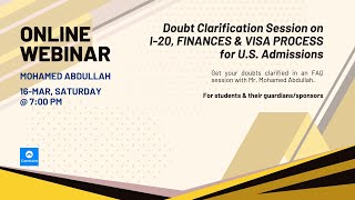 Doubt clarification session on I-20, finances, and visa process by Mr. Mohamed Abdullah.