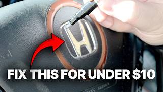 Honda Steering Wheel Chrome Emblem 5 Minute Fix ANYONE Can Do! Cheap & Easy! Element, Accord, Civic