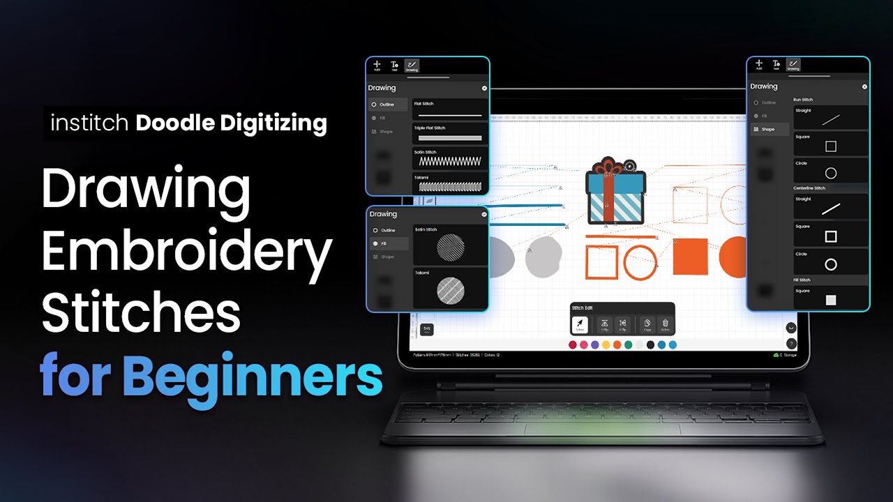 Как использовать инструмент «Рисование» в Institch | Объяснение стежков оцифровки при вышивке для...