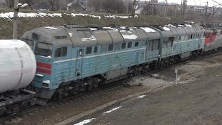 "Синяя Ушка!" ВЛ80С-852А/1197 с 2ТЭ116У-0004 и грузовым поездом
