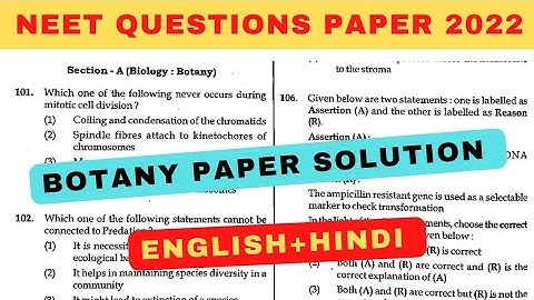 NEET 2022 Question Paper Complete Solved ll Biology Botany Solution