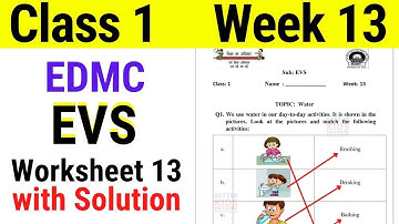 EDMC Class 1 EVS Week 13 Worksheet 13 / class 1st Environmental Studies worksheet 13 with Solution