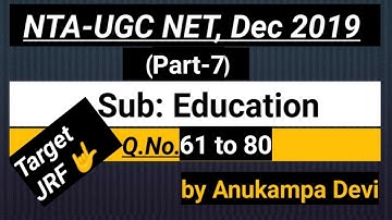 NTA-UGC NET,Dec2019 (Part-7) || Sub: Education || previous year question discussion
