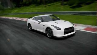 White Nissan GT-R Slide