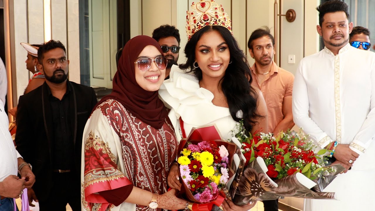 කොළඹට ආපු Ishadi Amanda පිලිගත්ත විදිය - Mrs World - YouTube