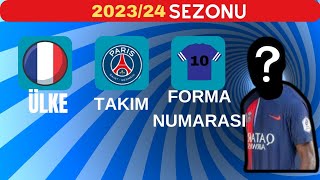 Futbolcuların Ülke ,Takım ve Forma numaralarını Tahmin Et ✅