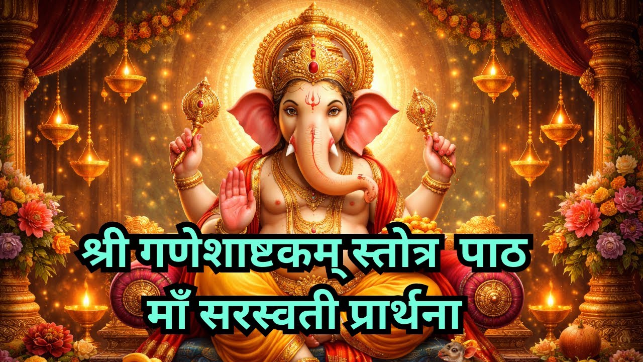 श्रीगणेशाष्टकम् स्तोत्र  गणेश प्रार्थना + सरस्वती वंदना #bhajan #bhakti #ganeshbhajan