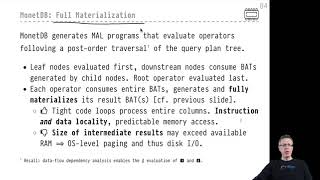 DB2 — Chapter #13 — Video #74 — Plan evaluation, full materialization in MonetDB Profile
