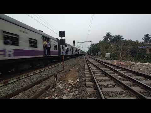 Colorfull different model EMU local trains passing