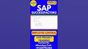 SAP SuccessFactors EC Training Online Tutorial Class 12 20th April 2025 #sapsuccessfactorstraining