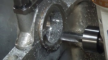 Cutting the thrust to size on AC block in RMC V40 CNC mill.