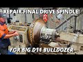 Repairing final drive spindle for big d11 bulldozer  machining  drilling