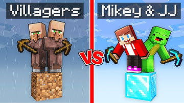 Villagers POOR vs Mikey & JJ RICH Block Survival Battle in Minecraft (Maizen)