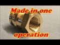 CNC lathe turning brass, stub drill, bore, tap 1/4"NPT in floating tap holder, carbide inserts