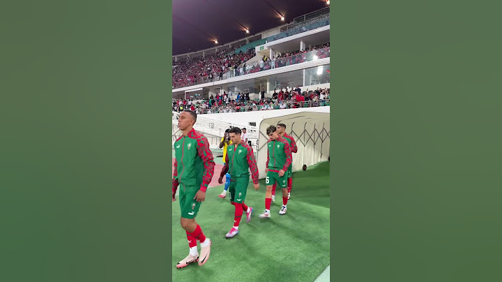 لحظة دخول المنتخب الوطني المغربي والغابوني إلى الملعب