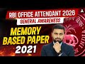 RBI Office Attendant 2026 | General Awareness | Memory Based Paper 2021 | By Vaibhav Srivastava