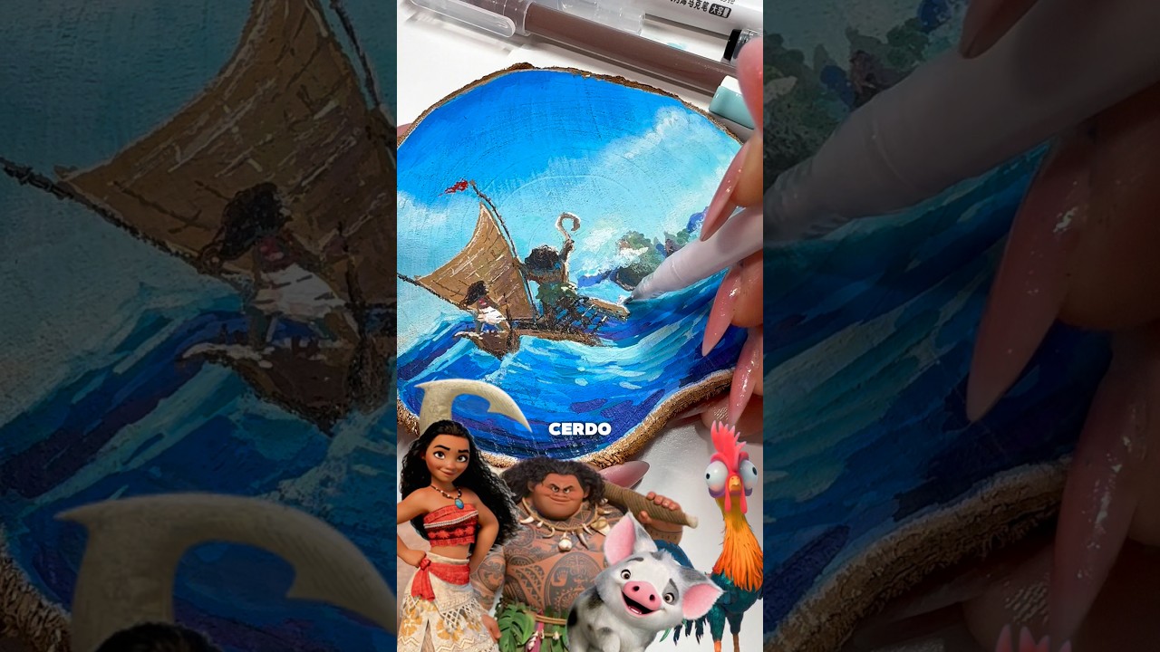PINTÉ una PELÍCULA ✨Disney✨ en un mini TRONCO 😱🎨 #disney #arte