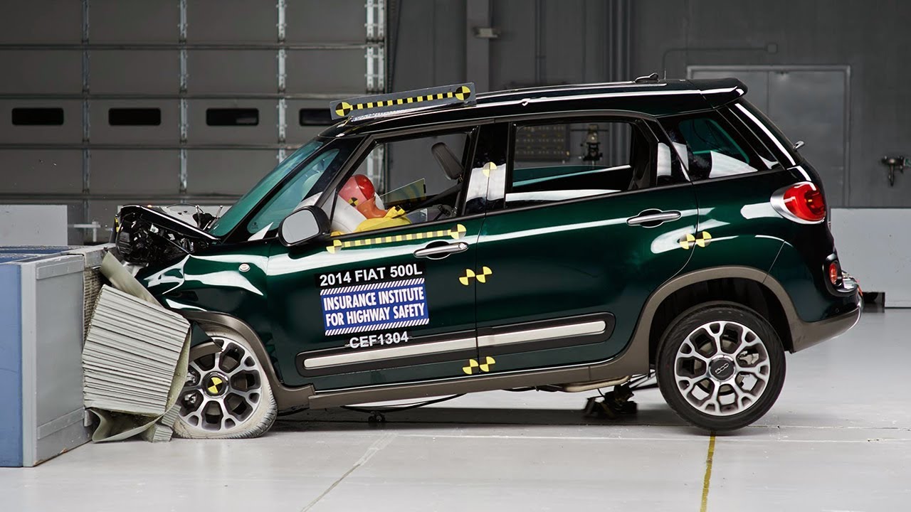 2014 fiat 500l moderate overlap iihs crash test youtube