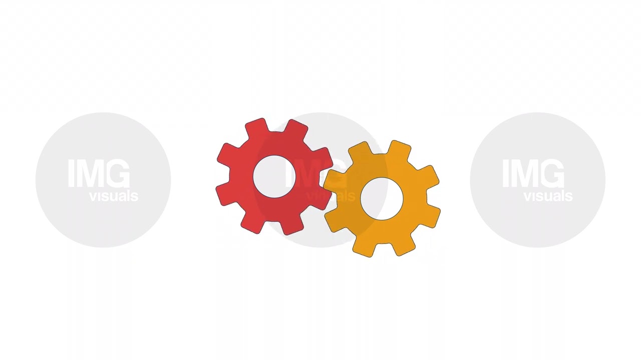 Connected cogwheels rotating 2D objects animation