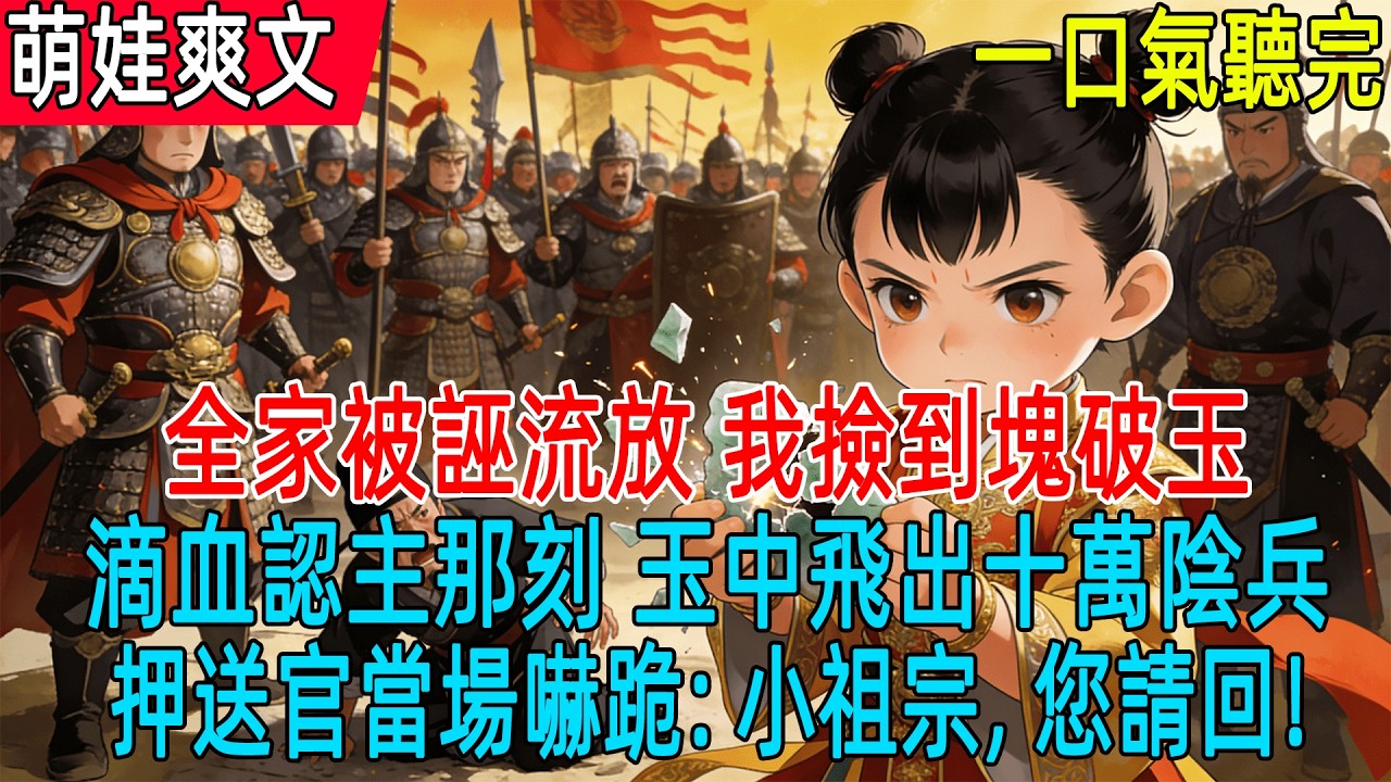 【完結小說】全家被誣流放，我撿到塊破玉,滴血認主那刻，玉中飛出十萬陰兵,押送官當場嚇跪：小祖宗，您請回！#有聲書 #萌寶 #小說 #萌娃 #爽文#古言#穿越