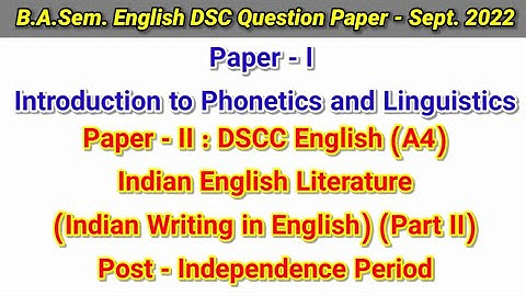 BA 2nd Sem English DSC Question Paper of Sept 2022