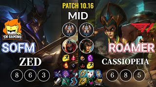 SN SofM Zed vs T1 Roamer Cassiopeia Mid - KR Patch 10.16