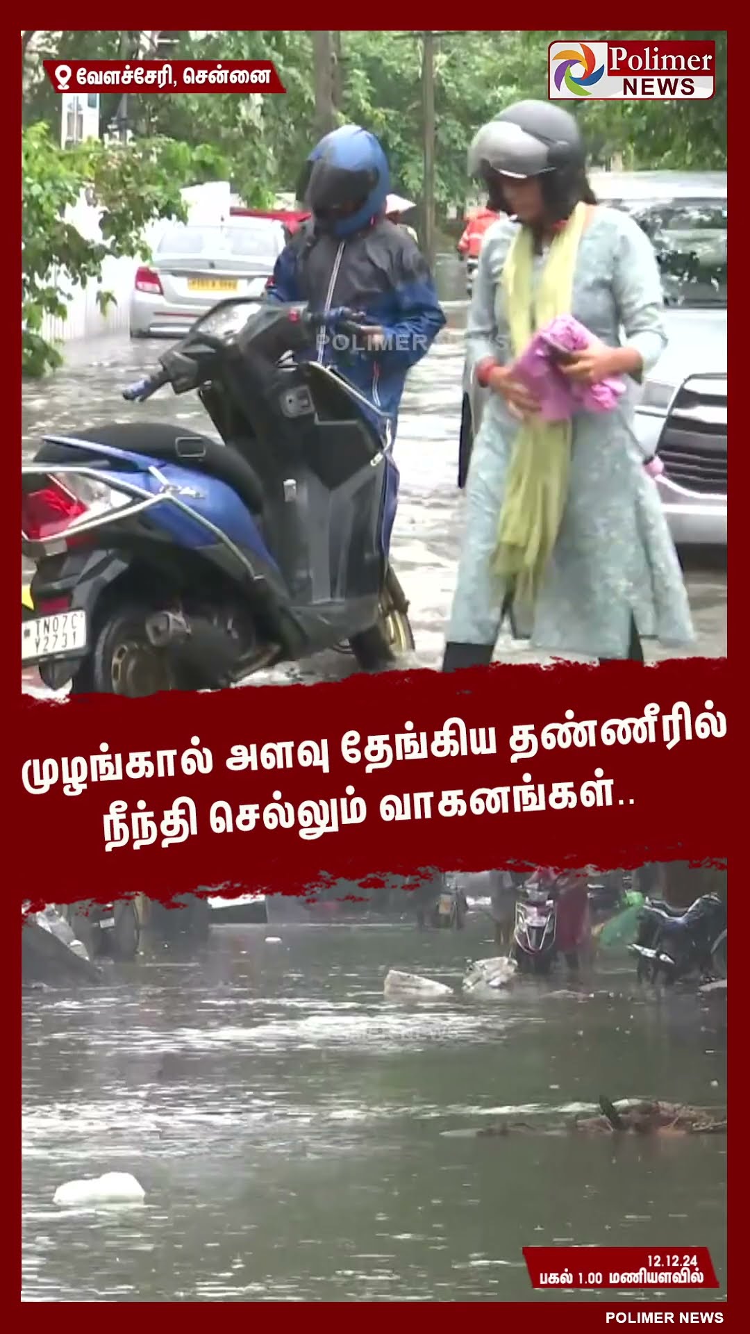 முழங்கால் அளவு தேங்கிய தண்ணீரில் நீந்தி செல்லும் வாகனங்கள்.. #shorts