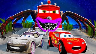 Lightning McQueen and MATER vs FIRE TRUCK Choo Choo Pixar cars apocalypse in  BeamNG.drive