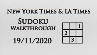 New York Times and LA Times Sudokus - 19/11/2020