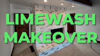 Fireplace Makeover with Limewash by @romabio | 3 EASY steps to Whitewashing!