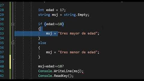 Visual C# Operador ternario Visual Studio Community en .NET Framework