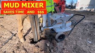 SETTING A POST & MIXING CONCRETE USING MUD MIXER