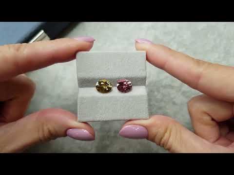 Bright contrasting pair of pink and yellow tourmalines 4.97 carats Video  № 2