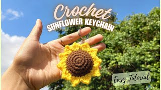 Crochet Sunflower Keychain Easy Tutorial | Beginner